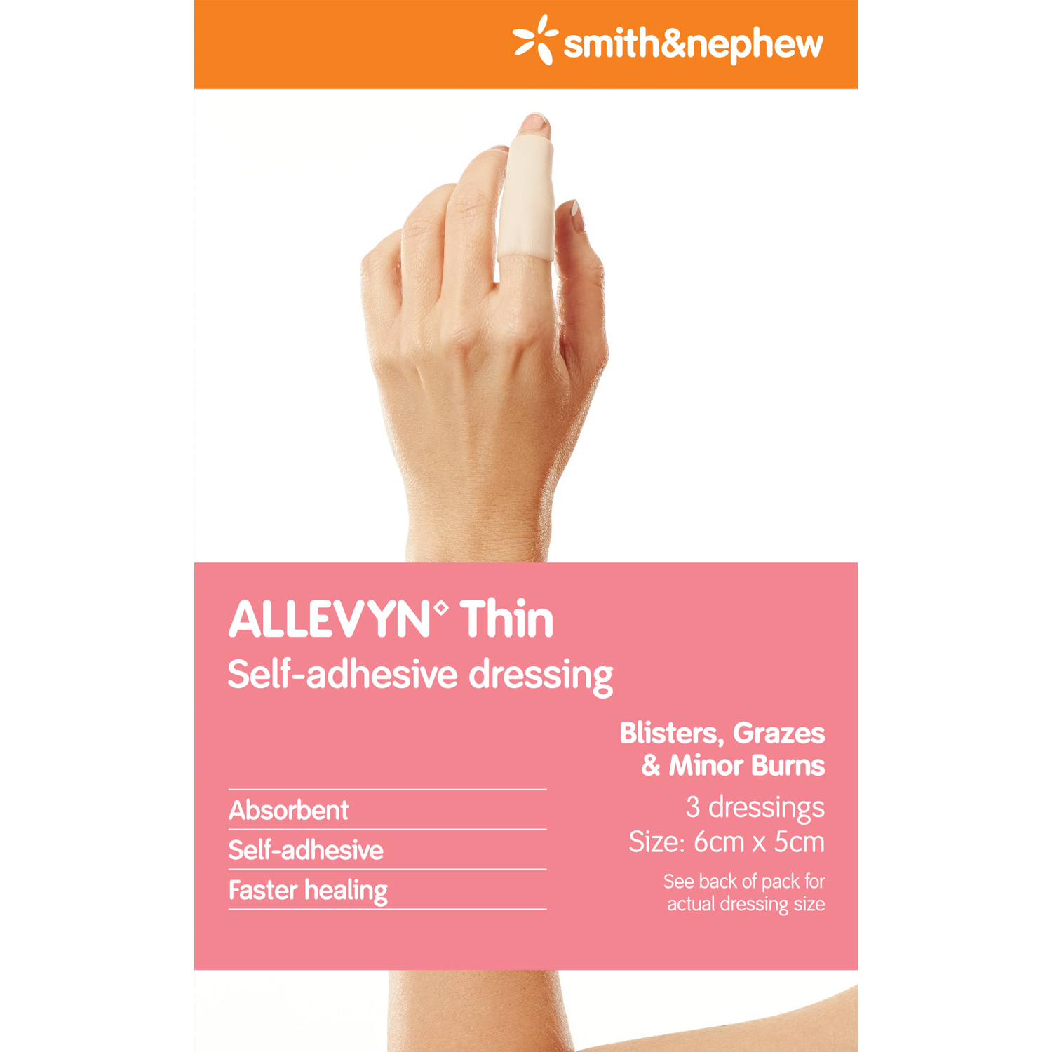 ALLEVYN Thin Self-Adhessive Dressing 6cmx5cm 3 Dressings