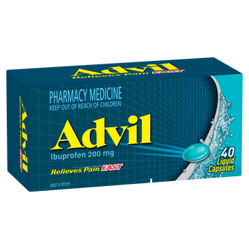 Advil Liquid Capsules for Fast & Effective Pain Relief 200mg Ibuprofen 40 Pack