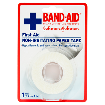 Band-Aid First Aid Non-Irritating Paper Tape 2.5cm x 9.1m 1