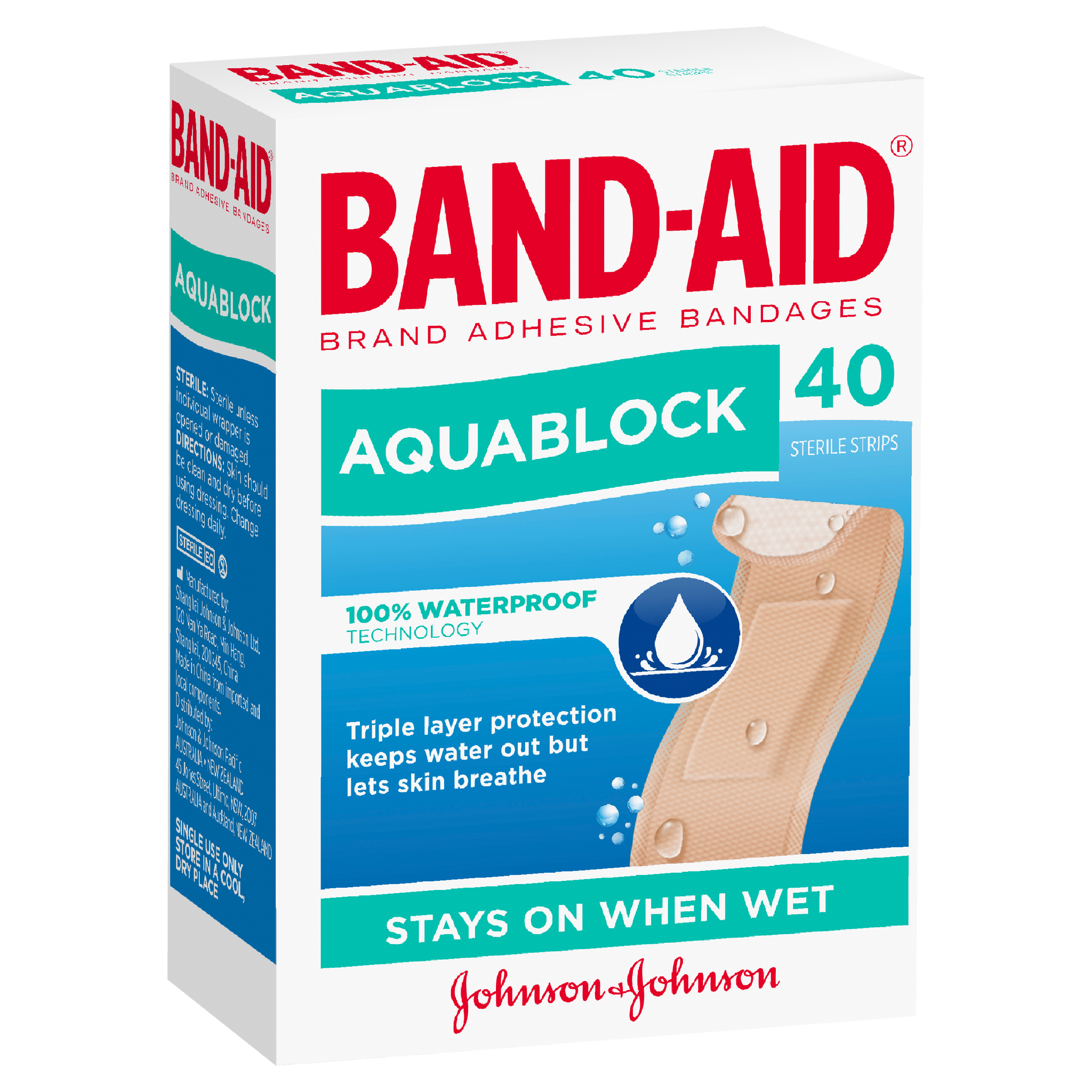 Band-Aid Waterproof Aquablock Sterile Strips 40 Pack