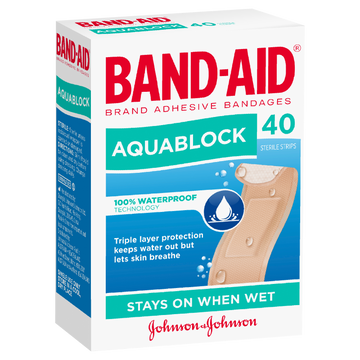 Band-Aid Waterproof Aquablock Sterile Strips 40 Pack