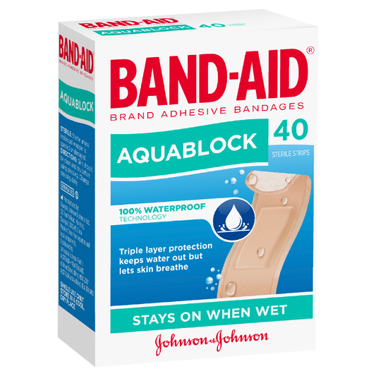 Band-Aid Waterproof Aquablock Sterile Strips 40 Pack