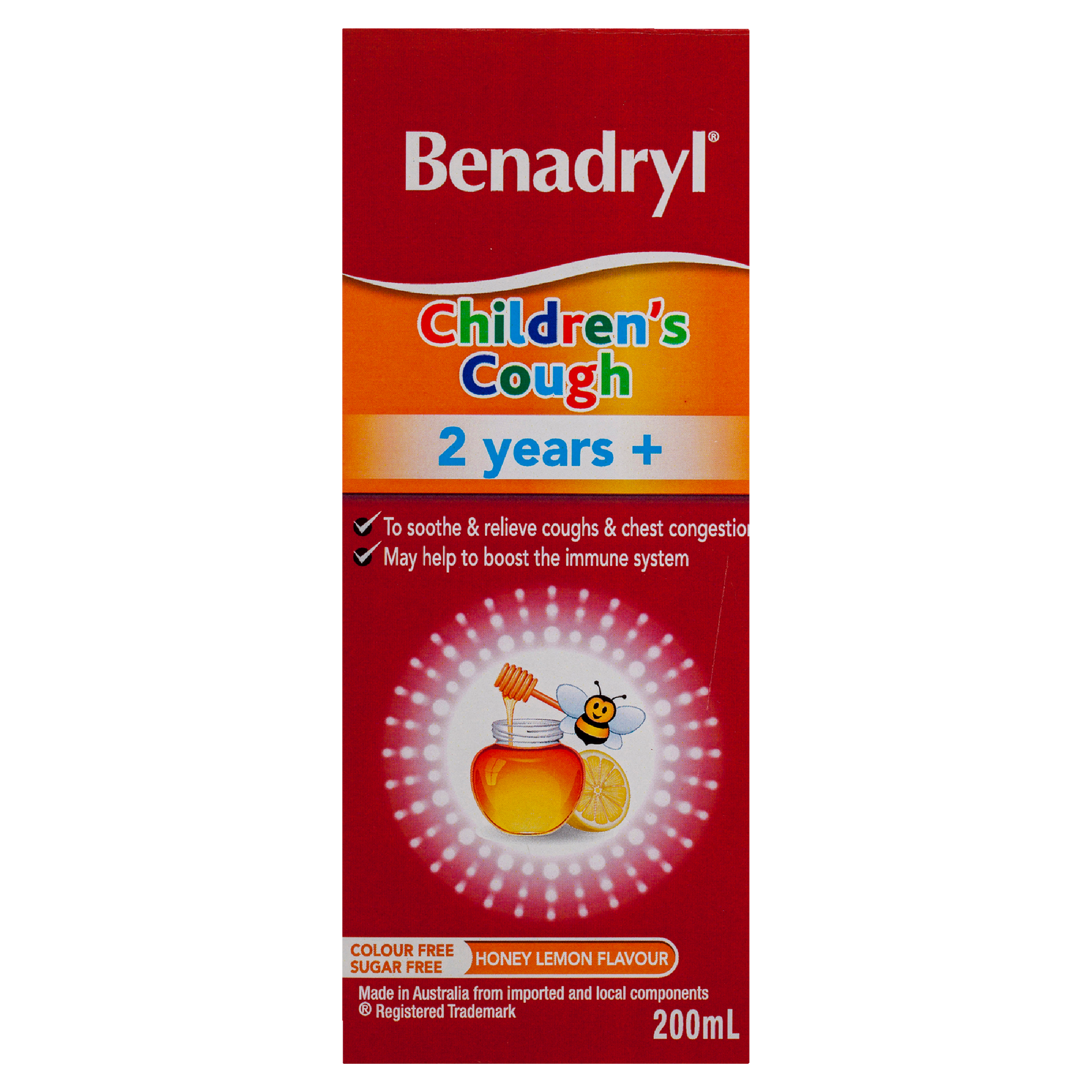 Benadryl Children's Cough Liquid Honey Lemon Flavour 200mL
