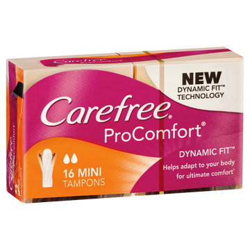 Carefree ProComfort Fragrance Free Mini Tampons 16 Pack
