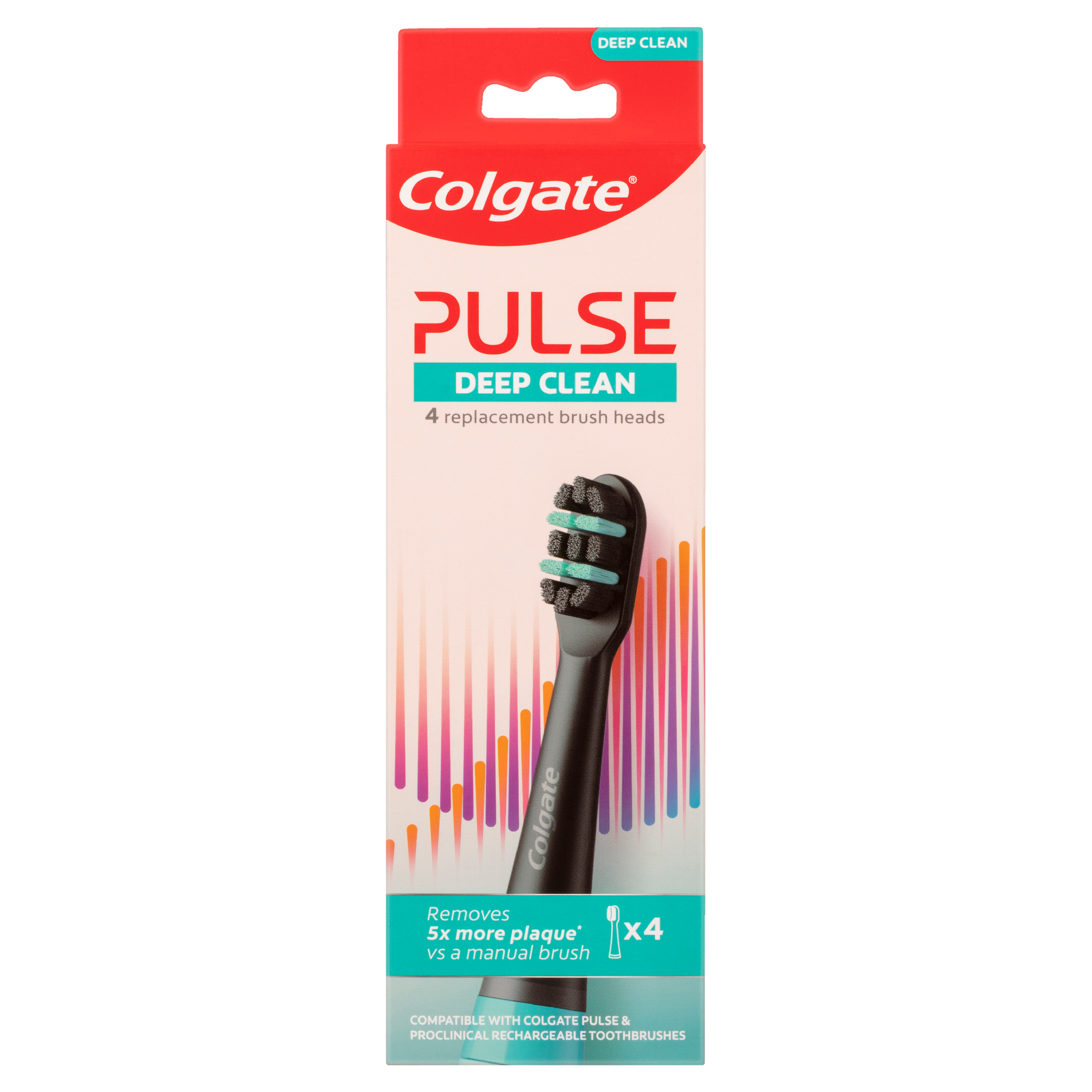 Colgate Pulse Deep Clean Electric Toothbrush Replacement Brush Head Refills 4 Pack