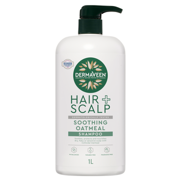 DermaVeen Hair + Scalp Soothing Oatmeal Shampoo for Dry, Flaky or Sensitive Scalps 1L