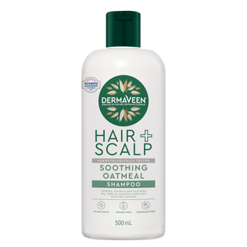 DermaVeen Hair + Scalp Soothing Oatmeal Shampoo for Dry, Flaky or Sensitive Scalps 500mL