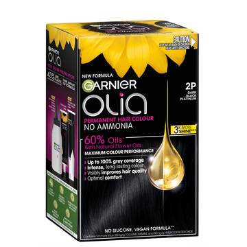 Garnier Olia 2P Platinum Black Permanent Hair Colour No Ammonia, 60% Oils