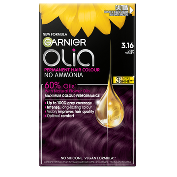 Garnier Olia 3.16 Deep Violet Permanent Hair Colour No Ammonia, 60% Oils