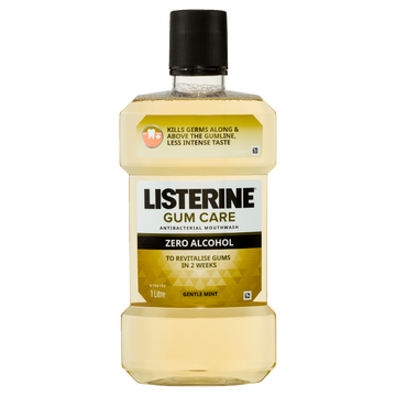 Listerine Gum Care Zero Alcohol Antibacterial Mouthwash Gentle Mint 1 Litre