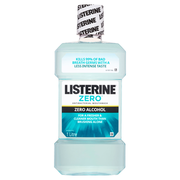 Listerine Zero Alcohol Antibacterial Mouthwash Less Intense Taste 1 Litre
