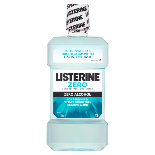 Listerine Zero Alcohol Antibacterial Mouthwash Less Intense Taste 1 Litre