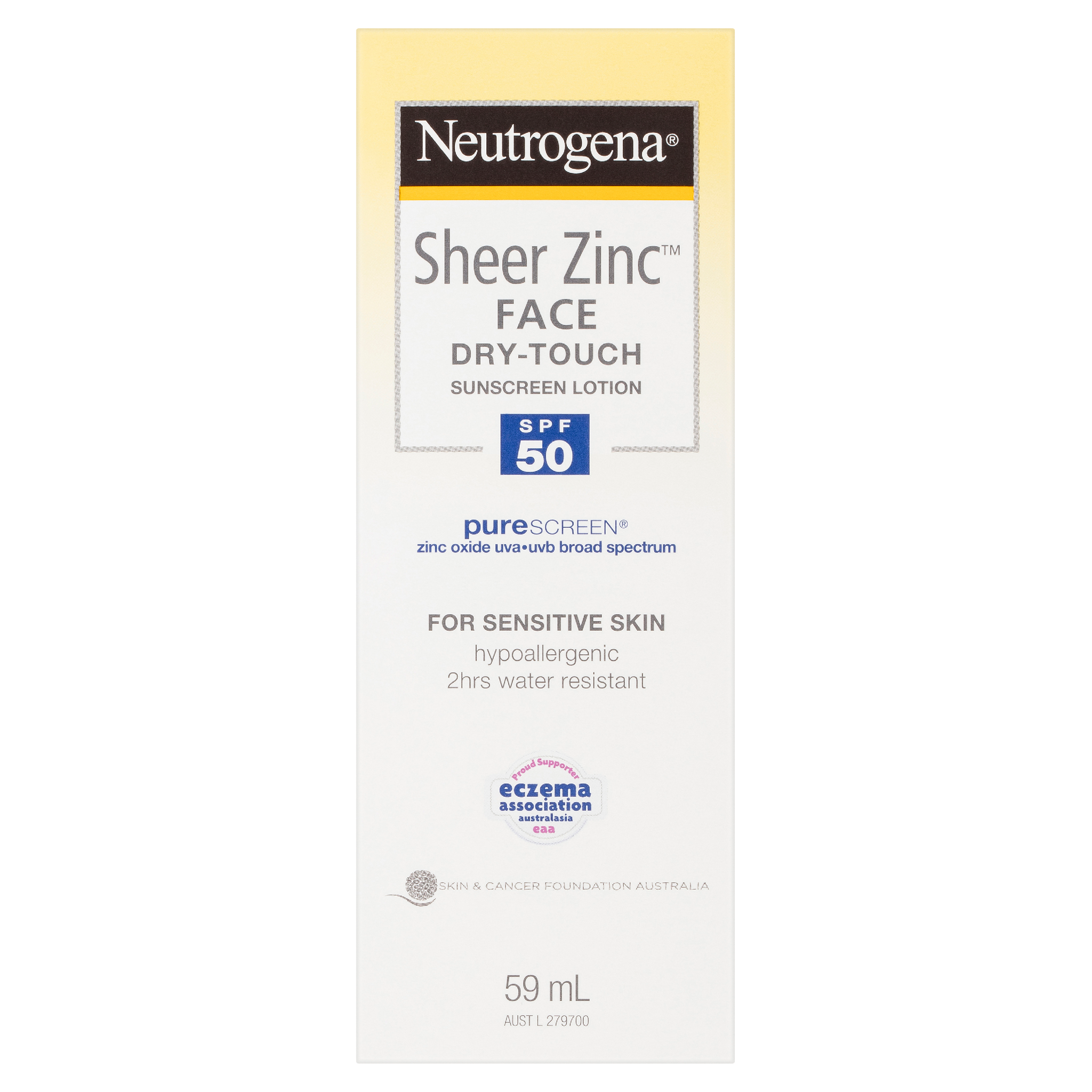Neutrogena Sheer Zinc Face Sunscreen Lotion SPF50 59ml