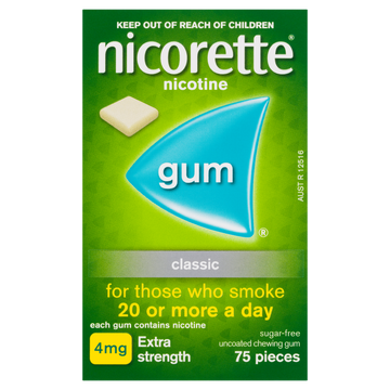 Nicorette Quit Smoking Extra Strength Nicotine Gum Classic 75 Pack