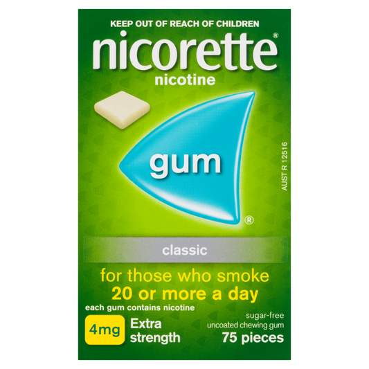 Nicorette Quit Smoking Extra Strength Nicotine Gum Classic 75 Pack