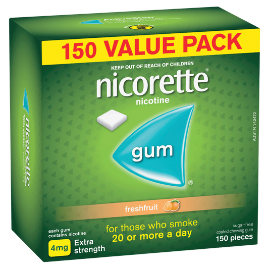 Nicorette Quit Smoking Extra Strength Nicotine Gum Freshfruit 150 Pack