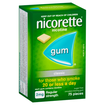 Nicorette Quit Smoking Regular Strength Nicotine Gum Classic 75 Pack