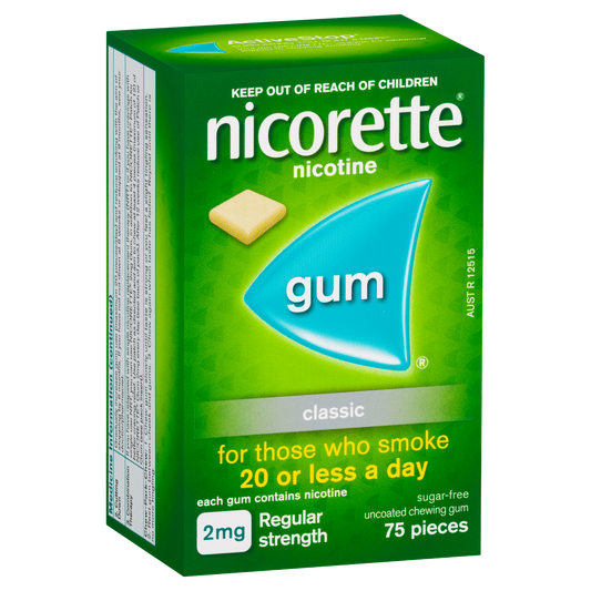 Nicorette Quit Smoking Regular Strength Nicotine Gum Classic 75 Pack