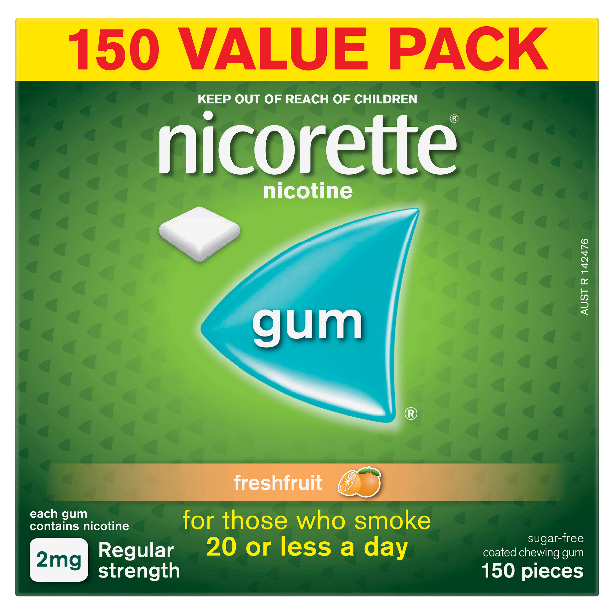 Nicorette Nicotine Gum Freshfruit 2mg 150 Pieces