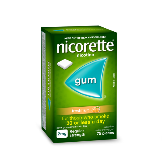 Nicorette Quit Smoking Regular Strength Nicotine Gum Freshfruit 75 Pack