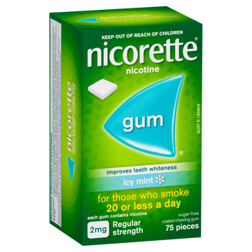 Nicorette Quit Smoking Regular Strength Nicotine Gum Icy Mint 75 Pack