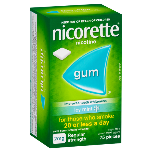 Nicorette Quit Smoking Regular Strength Nicotine Gum Icy Mint 75 Pack