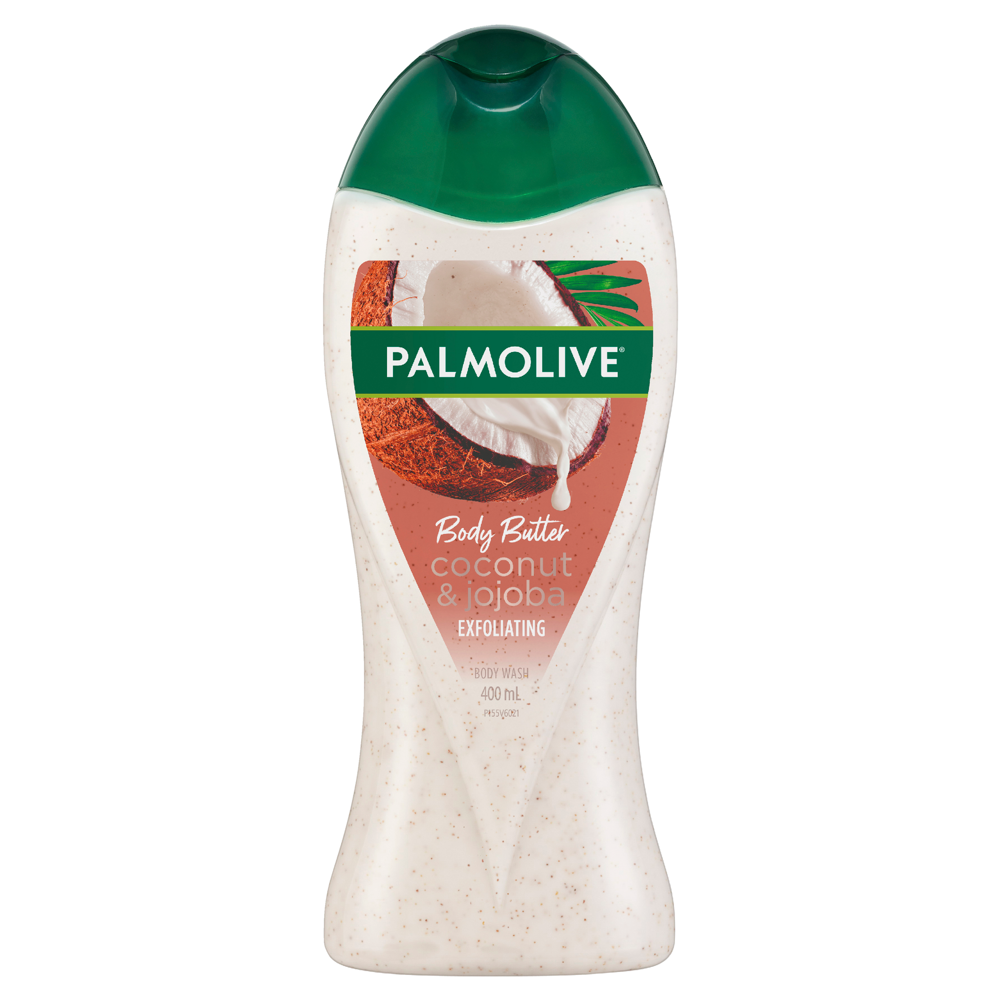 Palmolive Body Butter Coconut & Jojoba Body Wash, 400mL, Exfoliating Scrub with Real Fruit Seeds
