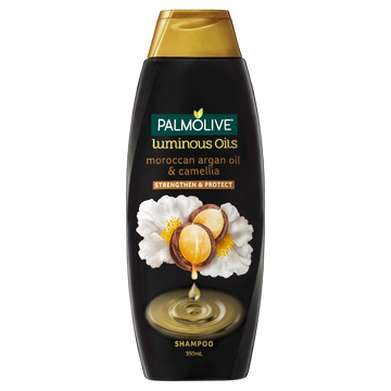 Palmolive Luminous Oils Hair Shampoo, 350mL, Moroccan Argan Oil and Camellia, Strengthen and Protect