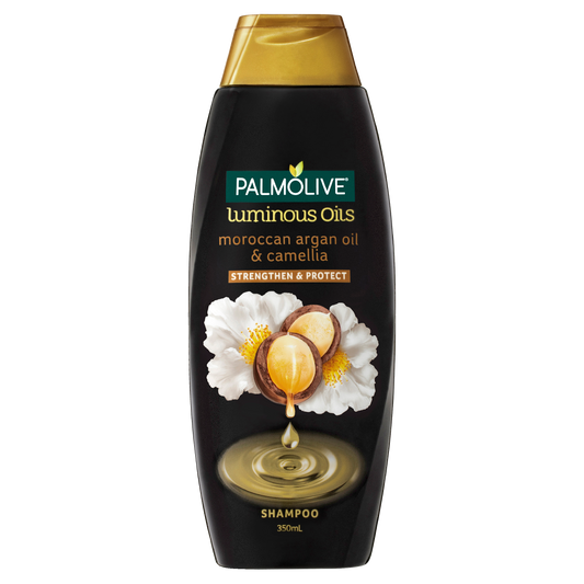 Palmolive Luminous Oils Hair Shampoo, 350mL, Moroccan Argan Oil and Camellia, Strengthen and Protect