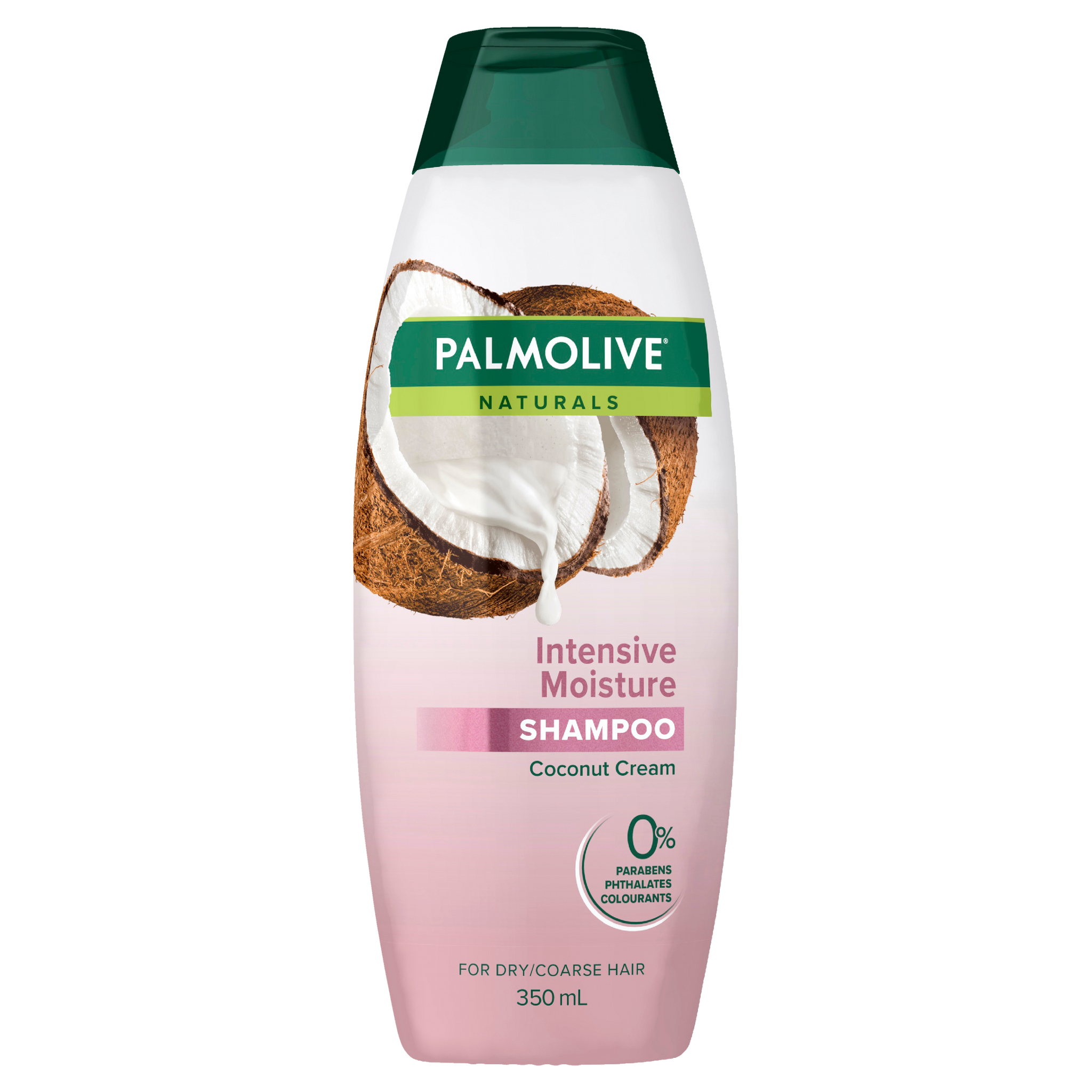 Palmolive Naturals Hair Shampoo, 350mL, Intensive Moisture with Coconut Cream, For Coarse or Dry Hair, No Parabens, Phthalates or Colourants