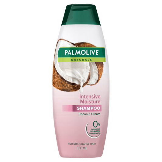 Palmolive Naturals Hair Shampoo, 350mL, Intensive Moisture with Coconut Cream, For Coarse or Dry Hair, No Parabens, Phthalates or Colourants