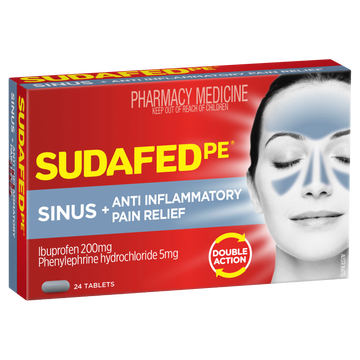 Sudafed PE Sinus + Anti-Inflammatory Pain Relief Tablets 24 Pack