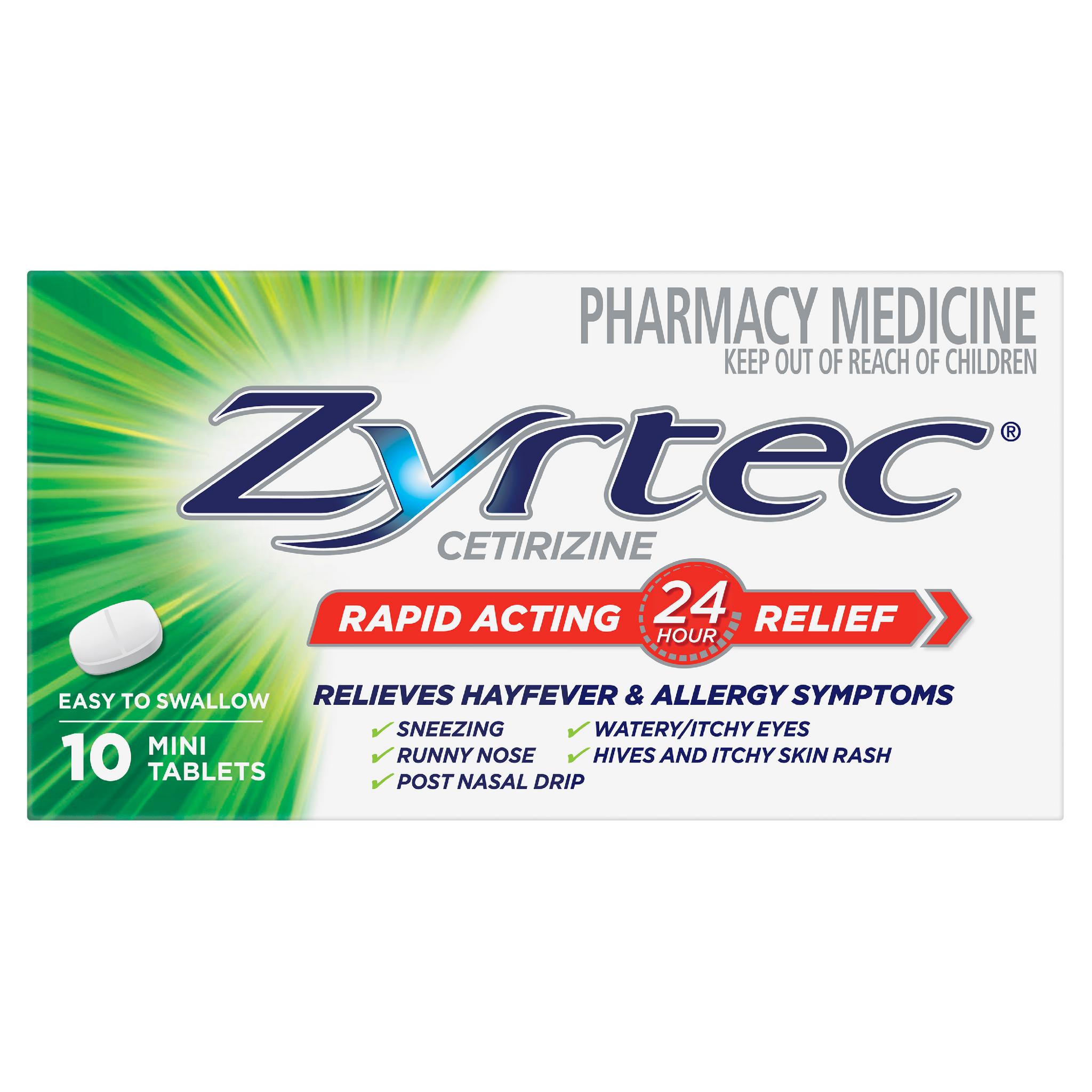Zyrtec Rapid Acting Relief 10 Mini Tablets