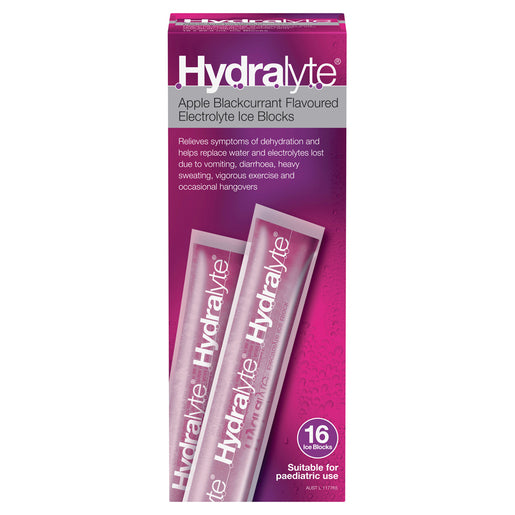 Hydralyte Apple Blackcurrant Flavoured Electrolyte Ice Blocks 16 pack