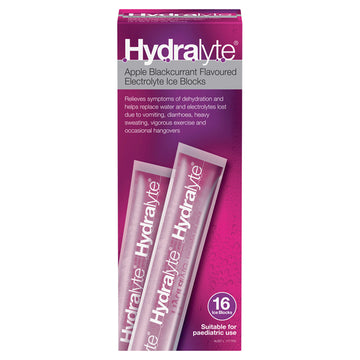 Hydralyte Apple Blackcurrant Flavoured Electrolyte Ice Blocks 16 pack