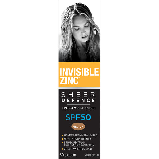 Invisible Zinc Sheer Defence Tinted Moisturiser SPF 50 MEDIUM 50 g