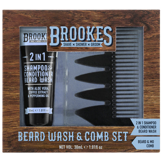 Brookes Beard Wash & Comb Set 2 piece