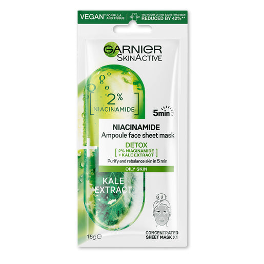 Garnier SkinActive Niacinamide Kale Extract Ampoule Sheet Face Mask 15 g