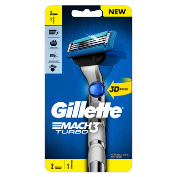 Gillette Mach3 Turbo Razor 1 Handle + 2 Cartridges 1 pack
